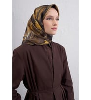 Armine Tivil Saf İpek Eşarp 9406 - 82 Sarı Karışık Desen