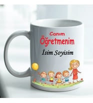 Kişiye Özel İsim ve Fotoğraf Baskılı Öğretmen Temalı Kupa Bardak No:0012
