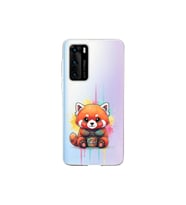 Huawei P40 ile Uyumlu Splash Tilki Tasarımlı Şeffaf Silikon Kılıf