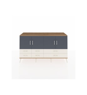 Kronos Konsol 6 Raflı 6 Çekmeceli 4 Kapaklı 176x59x99 Çam-Antrasit/Aytaşı