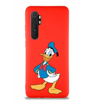 Xiaomi Mi Note 10 Lite Soft Premier Kapak Donald Duck-C Tasarımlı Silikon Kılıf - Kırmızı (Şeffaf)