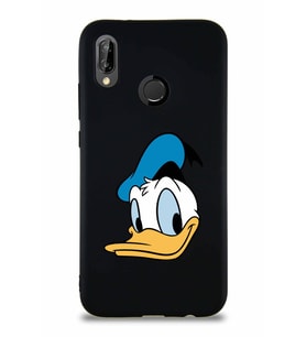 Huawei P20 Lite Soft Premier Kapak Donald Duck-B Tasarımlı Silikon Kılıf - Siyah (Şeffaf)
