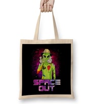 Space Out Hipster Alien Smoking & Spacing Out UFO Bez Çanta Uzun Saplı