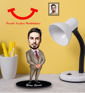 Kişiye Özel Öğretmen Karikatürlü 3mm Şeffaf Pleksi Akrilik Biblo Bay-17