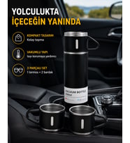 500 ml Paslanmaz Çelik Termos Seti – Sızdırmaz, Vakumlu, Isı Koruma Özellikli, Taşınabilir Termos