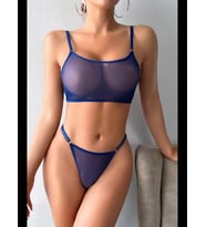 Fantezia Night Mavi Transparan Tül Bralet Tanga İç Giyim Takımı TM1389