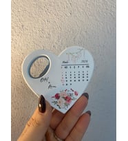 Caldium Store Düüğün , Nişan , İsteme Kişiye Özel Takvimli Kalpli Magnet Açacak (Doğal Beyaz)