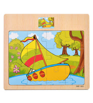 Hayal Sepeti YELKENLİ resimli Ahşap Çocuk Puzzle 12 Parça 15x17cm