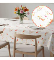 Baskılı Yıkanabilir 140 x 140 cm Masa Örtüsü Mutfak Bahçe Piknik Masa Örtüsü I Kırmızı Ağırlıklı Çiçek Desenli
