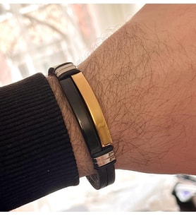 Trend Model Çelik ve Deri Mixli Erkek Bileklik 22 cm (Siyah)