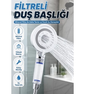 Filtreli Duş Başlığı Şeffaf Hazneli Pratik Tasarım