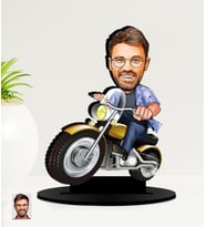 Kişiye Özel Motorcu   Karikatürlü  Mdf Biblo (Çok Renkli)
