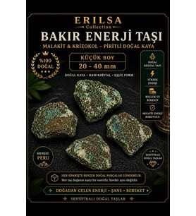 Sertifikalı Bakır Enerji Taşı Kütle - Malakit Krizokol Piritli Doğal Kaya 20-40 mm Küçük Boy