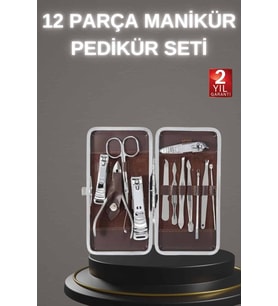 Northcity 12 Parça Paslanmaz Çelik Kompakt ve Taşınabilir Manikür Makası Seti - Seyahat Bakım Seti