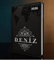 BK Gift Kişiye Özel İsimli Termo Sert Kapak 2026 Siyah Ajanda -14, Öğretmenler Günü Hediyesi, Yeni İş Hediyesi