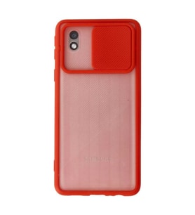 Samsung Galaxy A01 Core Kılıf Palm Buzlu Kamera Sürgülü Silikon - Kırmızı