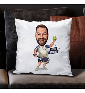 Kişiye Özel Süper Tenisçi Erkek Karikatürlü Yastık