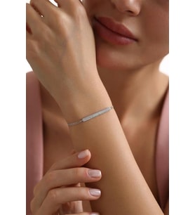 925 Ayar Gümüş Zirkon Taşlı Çubuk Model Bileklik