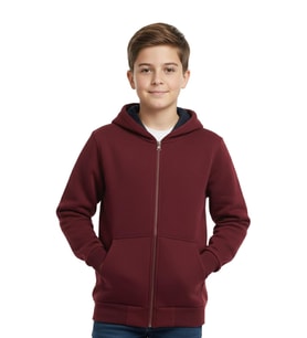 Bordo Fermuarlı Kapüşonlu Cepli Kız Erkek Sweatshirt BGL-ST04999