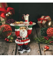 Tepsi Tutan Noel Baba Heykeli Kırmızı Beyaz 11x21 Cm (TEPSİ DAHİL DEĞİLDİR)