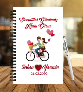 Sevgililer Gününe Özel  Ahşap Defter Kalem Hediye Seti 30