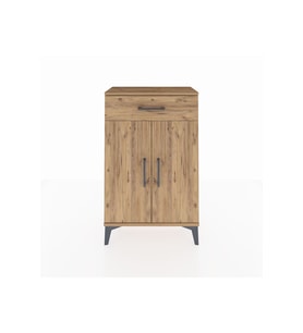 Arges Komodin 2 Raflı Tek Çekmeceli 2 Kapaklı 60x30x96 Çam-Çam