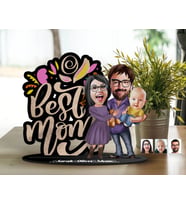 BK Gift Kişiye Özel Aile Karikatürlü 3D Ahşap Biblo, Anneler Günü Biblo, Ahşap Biblo, Anneye Hediye, Ev Dekoru-2