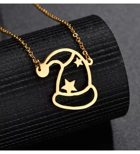 Kişiye Özel 925 Ayar Gümüş Yılbaşı Şapkası Kolye (Gold)