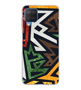 Samsung Galaxy M12 Kapak  Soyut Grafiti Tasarımlı Şeffaf Silikon Kılıf