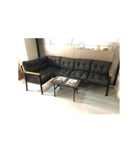 Miami melisa 3+2 Köşe Yön değiştirilebilir Koltuk Takımı Balkon-bahçe-kafe mermerdesen 70x50cm sehpa