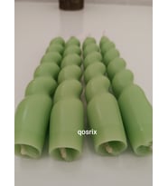 qosrix 4'lü Açık Yeşil Italyan Burgulu Şamdan Soya Mumu Doğal Kokulu Uzun Çubuk Konik Burgu Mum Spiral Dekoratif