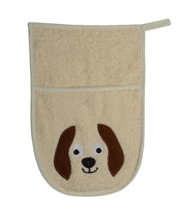 Sevimli Köpek Bebek Banyo Lifi & Kesesi (Bej - Kahverengi)