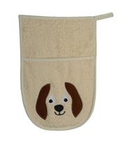 Sevimli Köpek Bebek Banyo Lifi & Kesesi (Bej - Kahverengi)