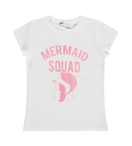 Civil Girls Mermaid Baskılı 6-9 Yaş Tişört - Kırık Beyaz