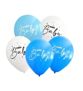 Hello Baby Baskılı Mavi Latex Balon 10 Adet