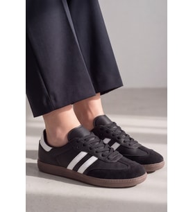 Retro Classic Süet Detaylı Günlük Unisex Siyah Sneaker, Zamansız Tasarım Yürüyüş Ayakkabısı