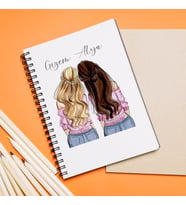 Kız Arkadaş Tasarımlı Defter  Kişiye Özel
