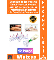 #HacamatSeti Klinik Tipi Masaj Terapi Ağrı Giderici Pompalı Vakumlu Hacamat Kupa Çekme Seti 12 Parça