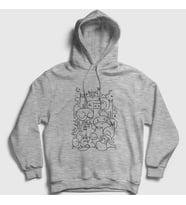 Presmono Unisex Gri Cats Everywhere Kedili Kapüşonlu Sweatshirt 317257tt (Gri)