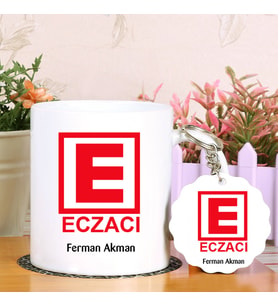 Eczacıya Özel Kupa Bardak ve Anahtarlık Hediye Seti (Model 1)