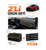 TOYOTA CHR HEAD UP DİSPLAY YOK (2024-2026) Uyumlu Torpido Örtüsü + Deri Bagaj Çantası Seti - Siyah Kahverengi