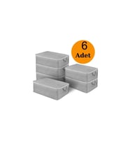 6 Adet Büyük Boy Gri Yatak Baza Altı Çok Amaçlı Hurç 64 x 45 x 22 Cm (Gri)