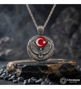 Ayyıldızlı Kartal Gümüş Erkek Kolye