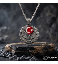 Ayyıldızlı Kartal Gümüş Erkek Kolye