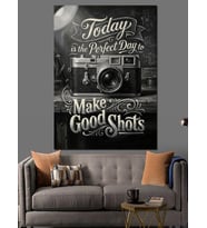 Today Perfect Day Kamera Yazısı Dekoratif Kanvas - Mdf Ahşap Tablo