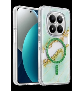 Onegif Redmi Note 15 Pro Plus 5G Lotus Simli Magsafe Kapak - Yeşil