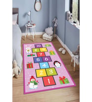 Dijital Baskılı Kaymaz Taban Yıkanabilir Kolay Temizlenir Modern Çocuk Odası Halısı NDÇ-HP-619 (Pembe)