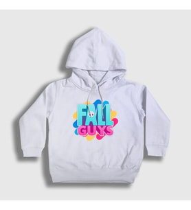 Presmono Unisex Çocuk Beyaz Logo Oyun Fall Guys Kapüşonlu Sweatshirt 360407tt