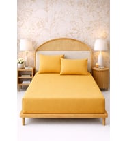 More Home   Çift  Kişilik Lastikli Çarşaf  Seti Yastıksız   Kılıfı Koyu  Sarı