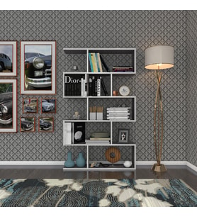 Kenzlife kitaplık firuze 150*090*20 gri duvar rafı